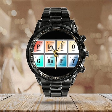 Discover Photography | Periodic Table of Elements Calendar Steel Band Watch