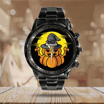 Discover Scary Pumpkin Fantasy Lover Gift Calendar Steel Band Watch