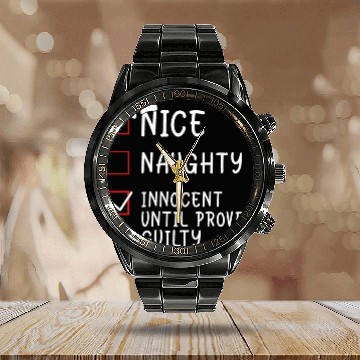 Discover Christmas - Nice Naughty Innocent Until Proven Gui Calendar Steel Band Watch