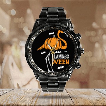 Discover Flamingoween Trick Or Treating Flamingo Halloween Calendar Steel Band Watch
