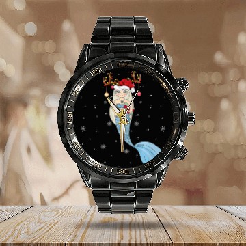 Discover Mermaid Lover Xmas Reindeer Santa Hat Mermaid Calendar Steel Band Watch