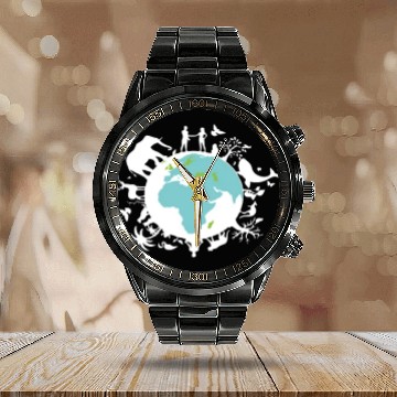 Discover Save Our Home Earth Protection Support Calendar Steel Band Watch