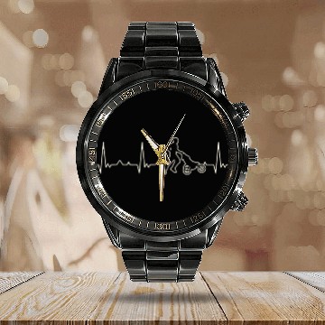 Discover Father Running With Baby Carriage. Heart. Love. Calendar Steel Band Watch
