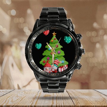 Discover christmas is love, gnomes, christmas tree, love Calendar Steel Band Watch