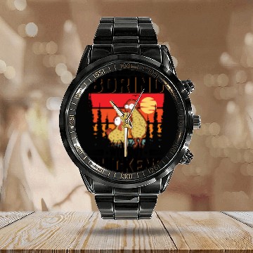 Discover Chickens Gift Farmer Chicken Coop Calendar Steel Band Watch
