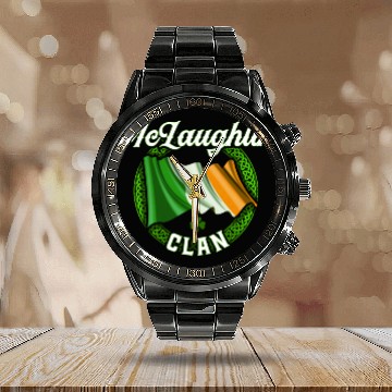 Discover Mclaughlin Surname Irish Last Name Ireland Flag Calendar Steel Band Watch