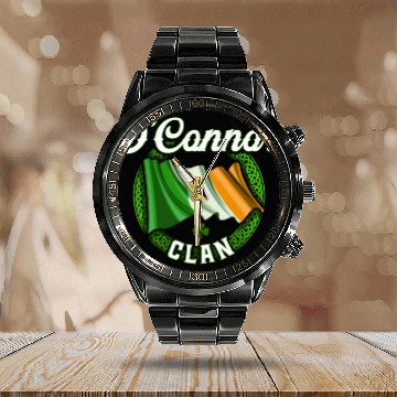 Discover O’connor Surname Irish Last Name Ireland Flag Calendar Steel Band Watch