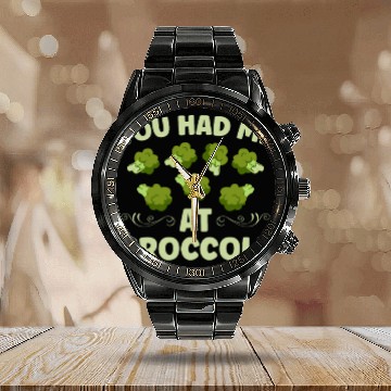 Discover You Had Me At Broccoli Vegetarian Vegetable Vegan Calendar Steel Band Watch
