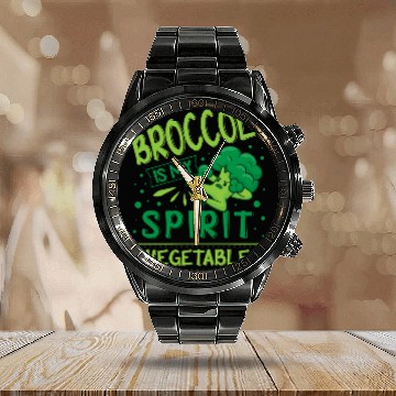 Discover Broccoli Is My Spirit Vegetable Vegetarian Vegan Calendar Steel Band Watch