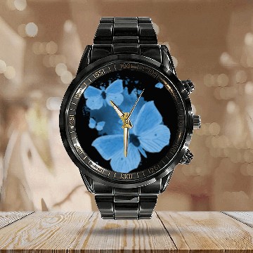 Discover Blue Butterfly Gardening Womens Butterflies Calendar Steel Band Watch