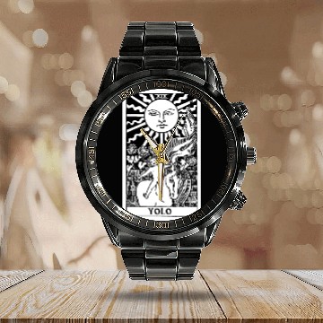 Discover Y O L O - Sun Tarot Card Calendar Steel Band Watch