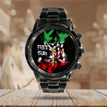 Discover free iran, freedom, iran, no headscarves, flag Calendar Steel Band Watch