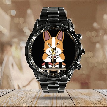 Discover Sushi Lover Corgi Calendar Steel Band Watch