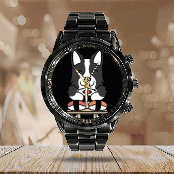 Discover Sushi Lover Border Collie Calendar Steel Band Watch