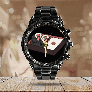 Discover Sushi Bento Box French Bulldog Calendar Steel Band Watch