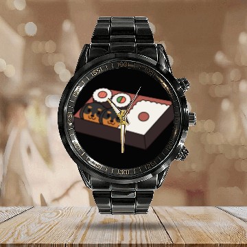 Discover Sushi Bento Box Dachshund Calendar Steel Band Watch