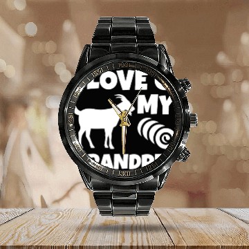 Discover I Love My Grandpet Goat Calendar Steel Band Watch