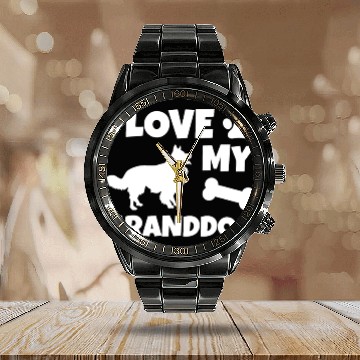 Discover I Love My Granddog Border Collie Calendar Steel Band Watch