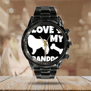 Discover I Love My Granddog Great Pyrenees Calendar Steel Band Watch