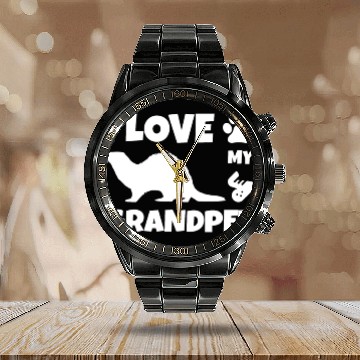 Discover I Love My Grandpet Ferret Calendar Steel Band Watch