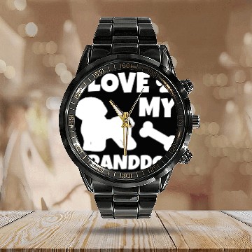 Discover I Love My Granddog Bichon Frise Calendar Steel Band Watch