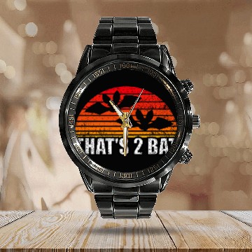 Discover That's 2 Bat, Halloween Bat Pun Calendar Steel Band Watch