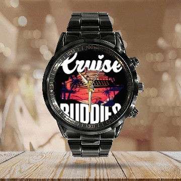 Discover Cruise Ship Vacation Friends Girl Calendar Steel Band Watch