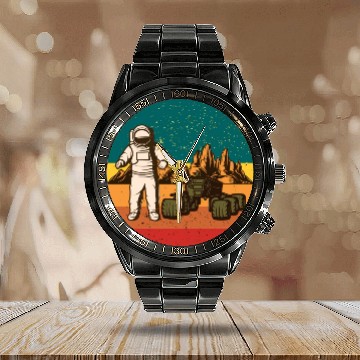 Discover Astronaut on Mars Calendar Steel Band Watch