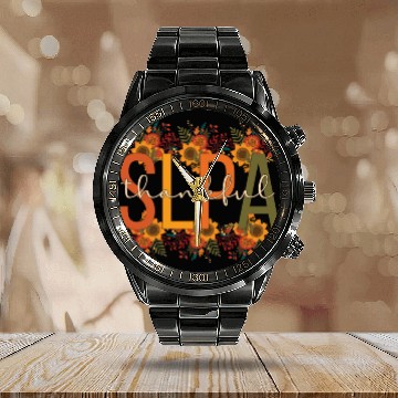 Discover Speech Language Pathologist Assistant Thanksgiving Calendar Steel Band Watch