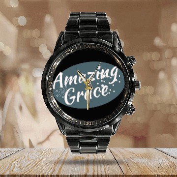 Discover Amazing Grace Christian design Calendar Steel Band Watch