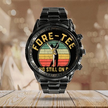 Discover Funny 40th Birthday Golfer 40 Years Old Golfing Calendar Steel Band Watch