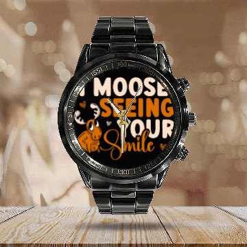 Discover I Moose Seeing Your Smile Animal Alces Deer Calendar Steel Band Watch