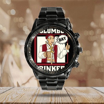 Discover Columbus Day 1492 Calendar Steel Band Watch