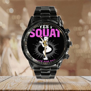 Discover Women Squat Weightlifting Gym Workout Calendar Steel Band Watch