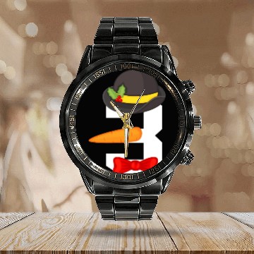 Discover Number 3 Snowman Christmas For 3 Year Old Kids Calendar Steel Band Watch