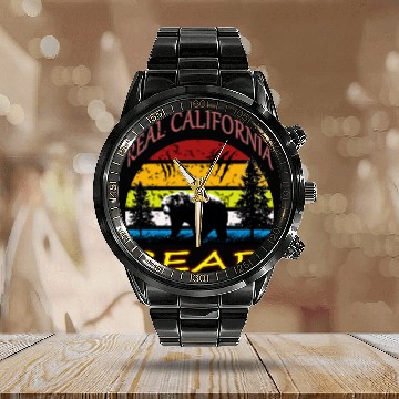 Discover California BEAR Calendar Steel Band Watch
