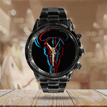 Discover Buffalo skull Calendar Steel Band Watch