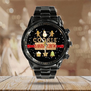 Discover Christmas Gingerbread Baking Graphic Calendar Steel Band Watch