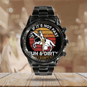 Discover Fun And Dirty Barrel Racing Equestrian Horse Calendar Steel Band Watch
