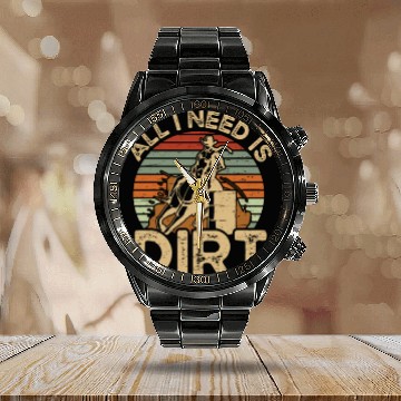 Discover I Need Is Dirt Barrel Racing Equestrian Horse Calendar Steel Band Watch