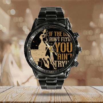 Discover Barrel Racing Dirt Rodeo Equestrian Horse Barrel Calendar Steel Band Watch