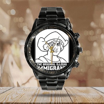 Discover Columbus Day 1492 Calendar Steel Band Watch