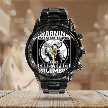 Discover Columbus Day 1492 Calendar Steel Band Watch