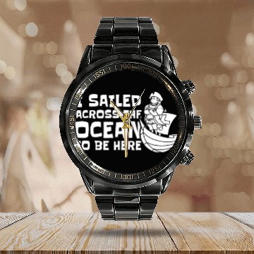 Discover Columbus Day 1492 Calendar Steel Band Watch