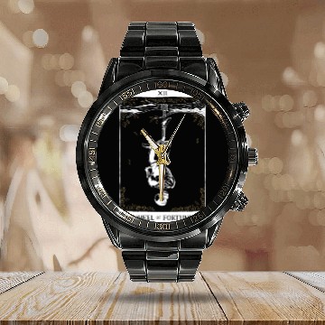 Discover Wheel of Fortune Tarot Card Occult Goth Halloween Calendar Steel Band Watch
