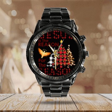 Discover JESUS IS THE REASON FOR THE SEASON Calendar Steel Band Watch