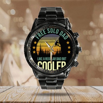 Discover Funny Free Solo Dad Cool Rock Climbing Climber Calendar Steel Band Watch