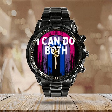 Discover I Can Do Both Bisexual LGBTQ Bi Pride Pansexual Calendar Steel Band Watch