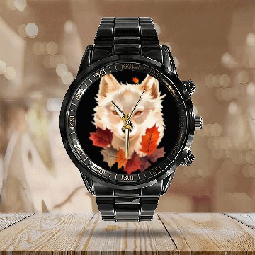 Discover Wolf Autumn Calendar Steel Band Watch