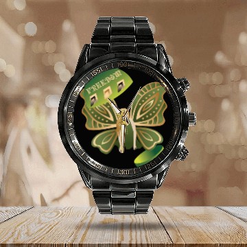Discover Abstract Woman Butterfly Freedom Green Calendar Steel Band Watch